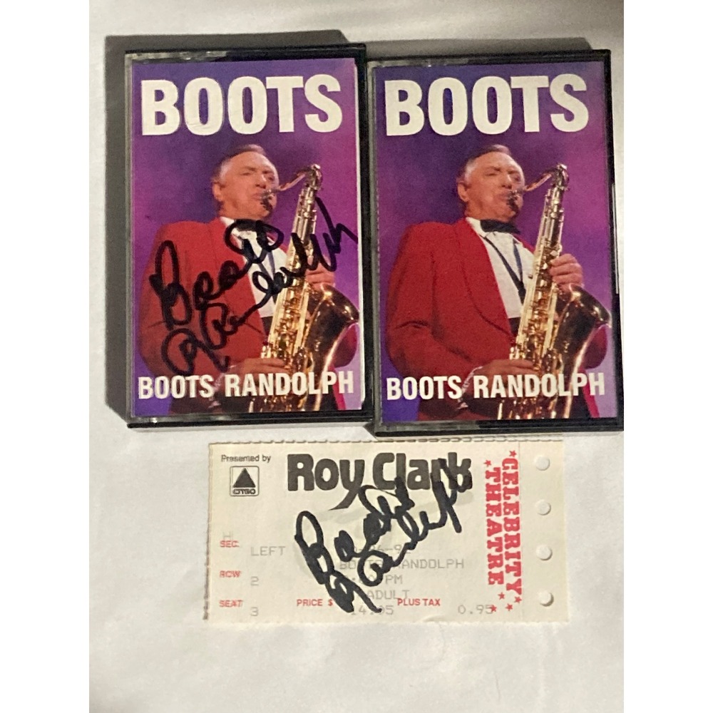Boots Randolph Autographed Cassette Lot Vol 1 & 2 Signed Concert Ticket 1990